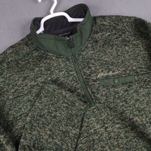 Eddie Bauer Pullover Mens XXL Green Marled 1/4‎ Zip Fleece Lined Sweater Jacket